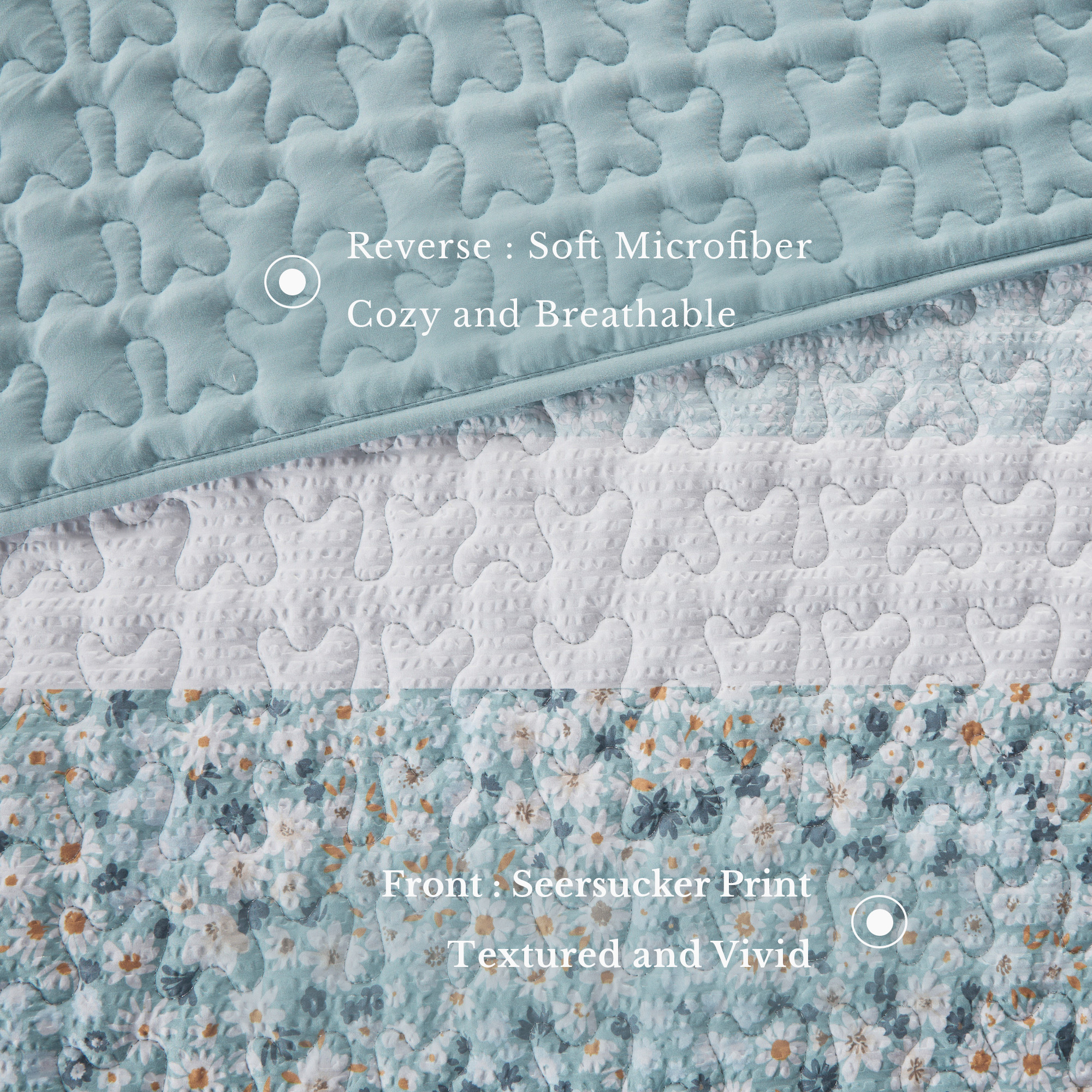 Caralie 4 Piece Seersucker Quilt Set with Throw Pillow