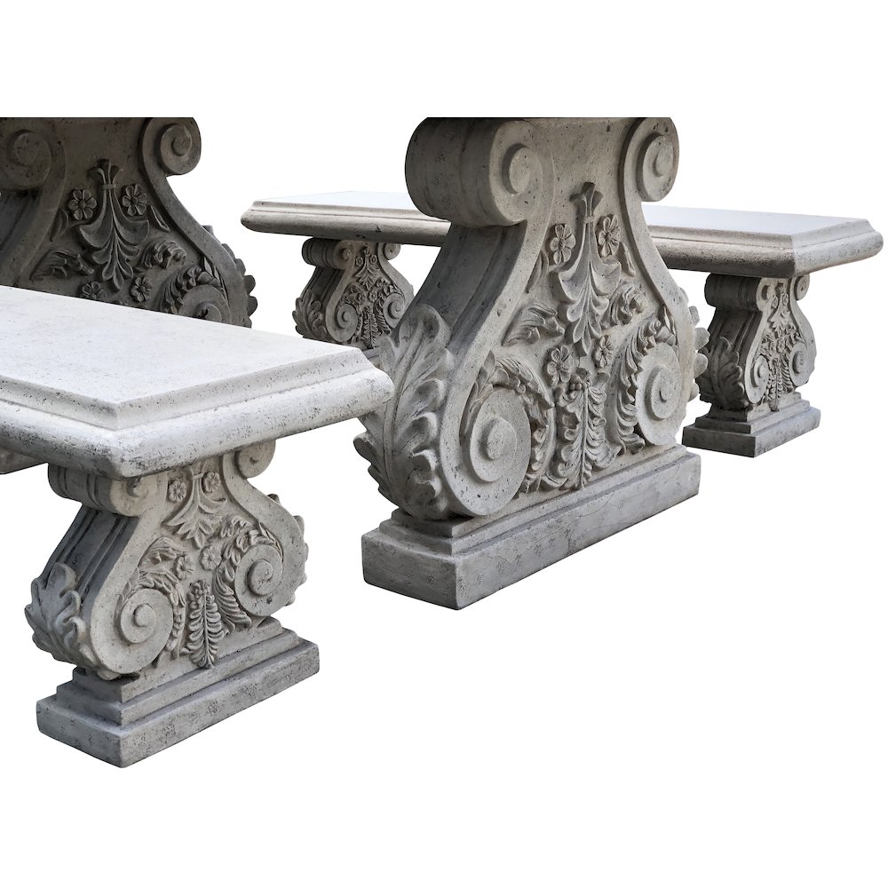 Classic Acanthus Garden Table and Bench set of 3 (KIT)
