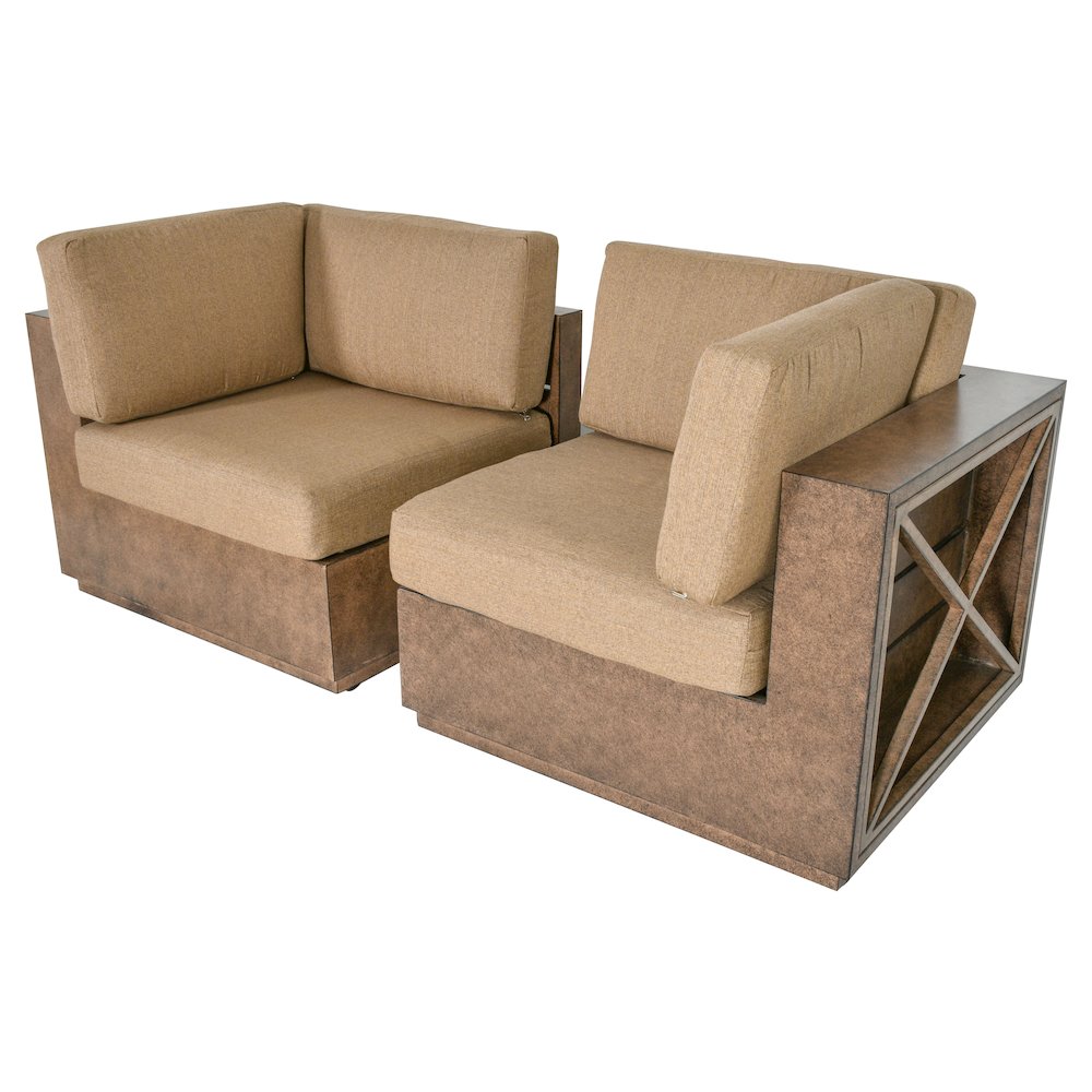 Modern Rustic  Right and Left Arm Single Seaters With Cushions