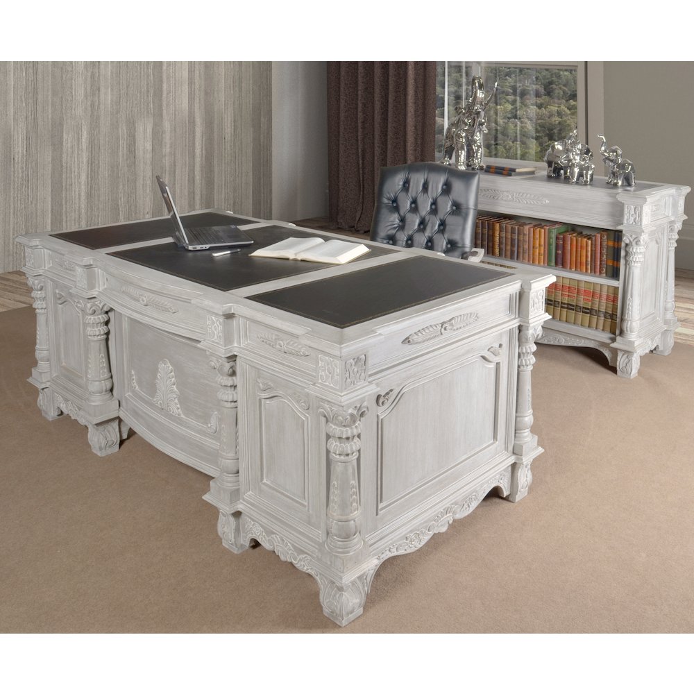 Mystique Gray Mahogany Monarch Executive Desk