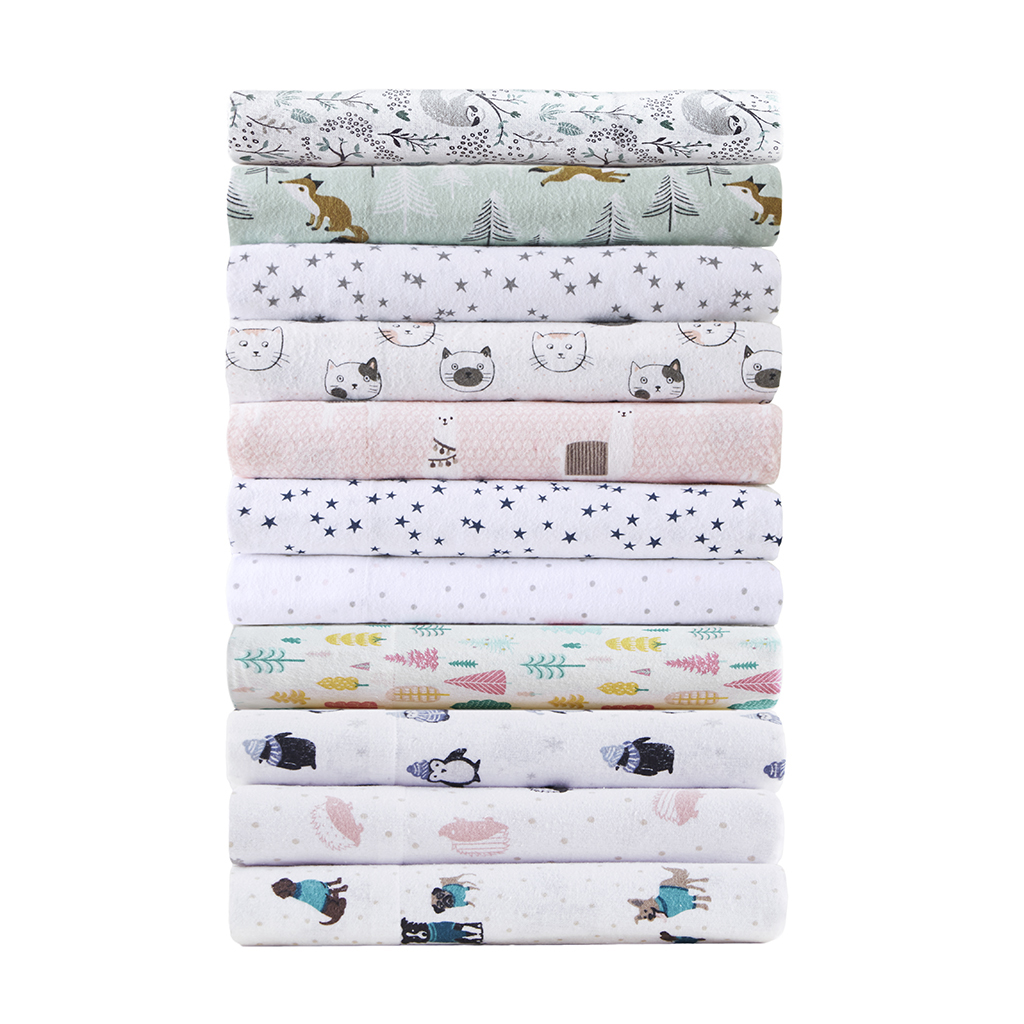 Cozy Soft Cotton Flannel Printed Sheet Set