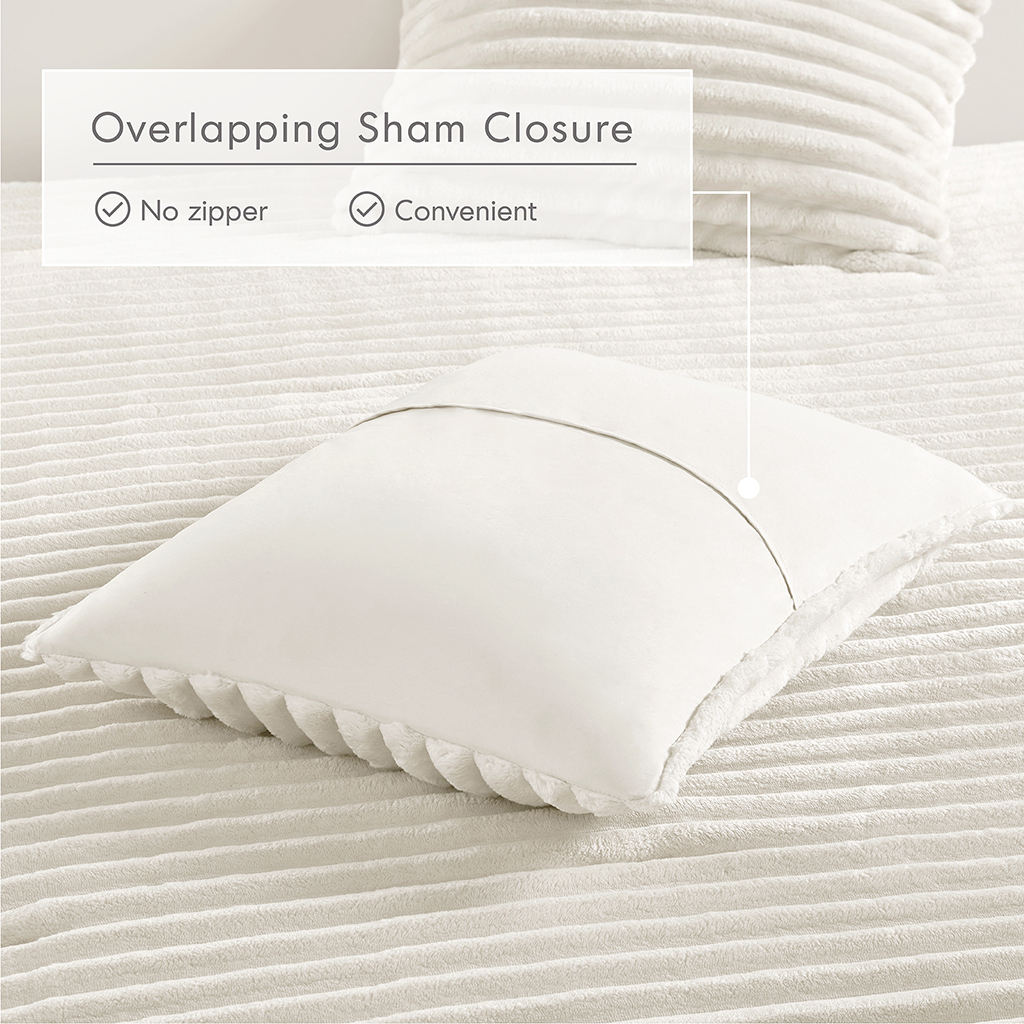 Avril Fluffy Ribbed Plush Comforter Set