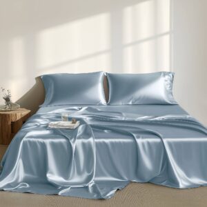 Satin Luxury Sheet Set from Madison Park Essentials in  Blue. Satin Luxury Sheet Set from Madison Park Essentials in  Blue. Satin Luxury Sheet Set from Madison Park Essentials in  Blue. Satin Luxury Sheet Set from Madison Park Essentials in  Blue. Satin Luxury Sheet Set from Madison Park Essentials in  Blue.