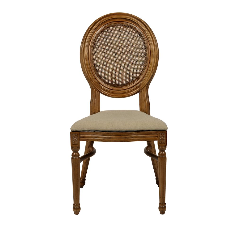 Rattan Back Tinted Raw Elizabeth  Stackable Dining Chair