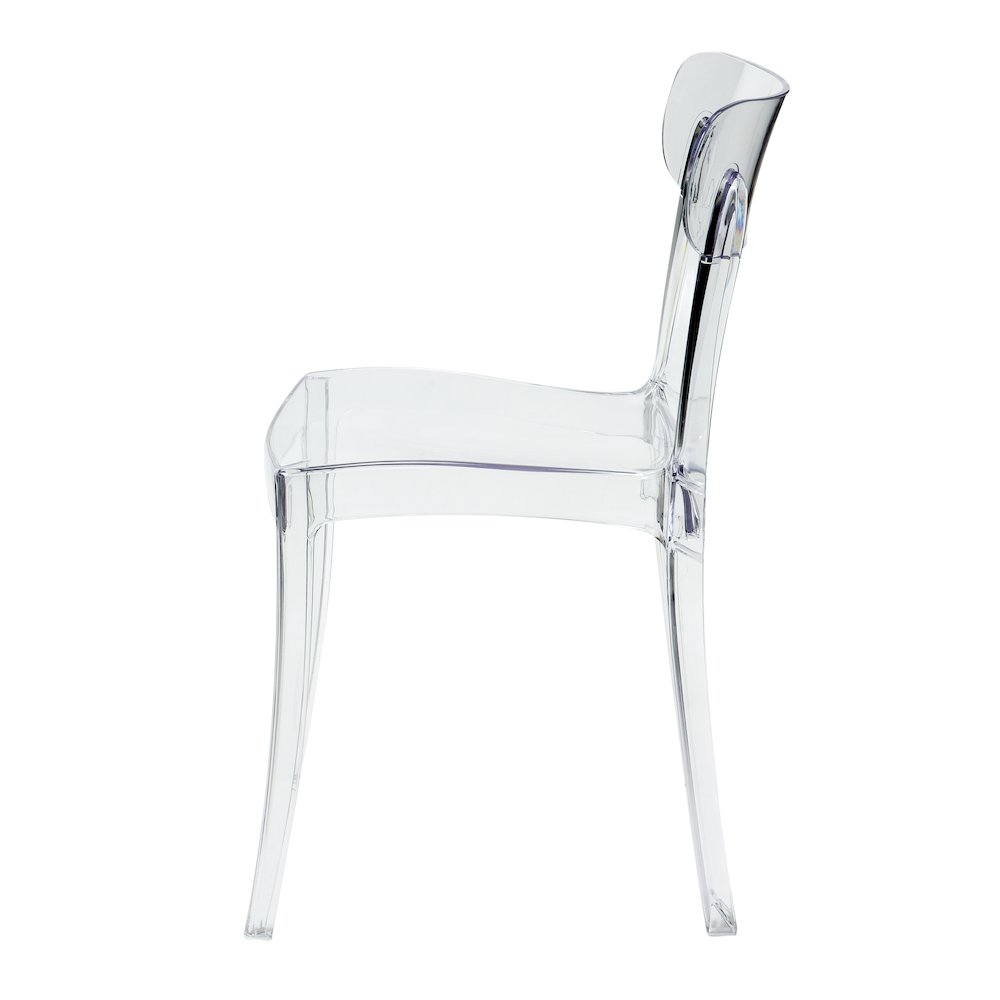 Set of 1 Grace Polycarbonate Dining Chair – Mid Centry Modern – Stackable – Translucent Amber