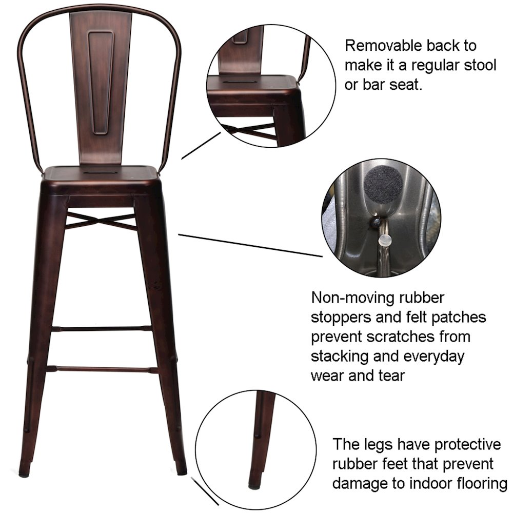 Commerical Seating Products Oscar Rose Gold Dining Bar Stool Chairs