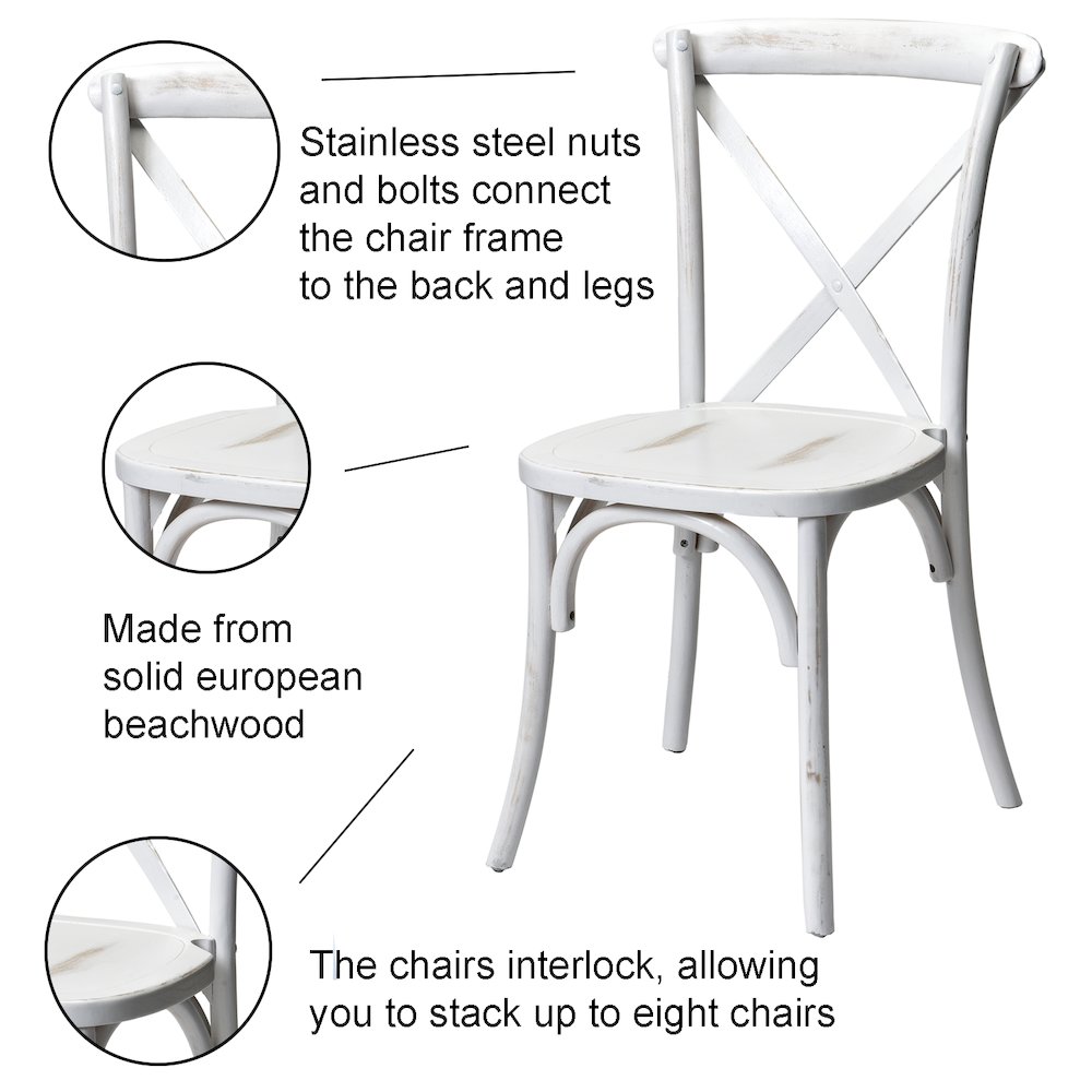 Commerical Seating Products White Wash Crossback Dining Chairs
