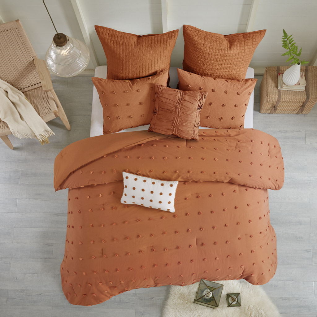Brooklyn Cotton Jacquard Comforter Set with Euro Shams and Throw Pillows