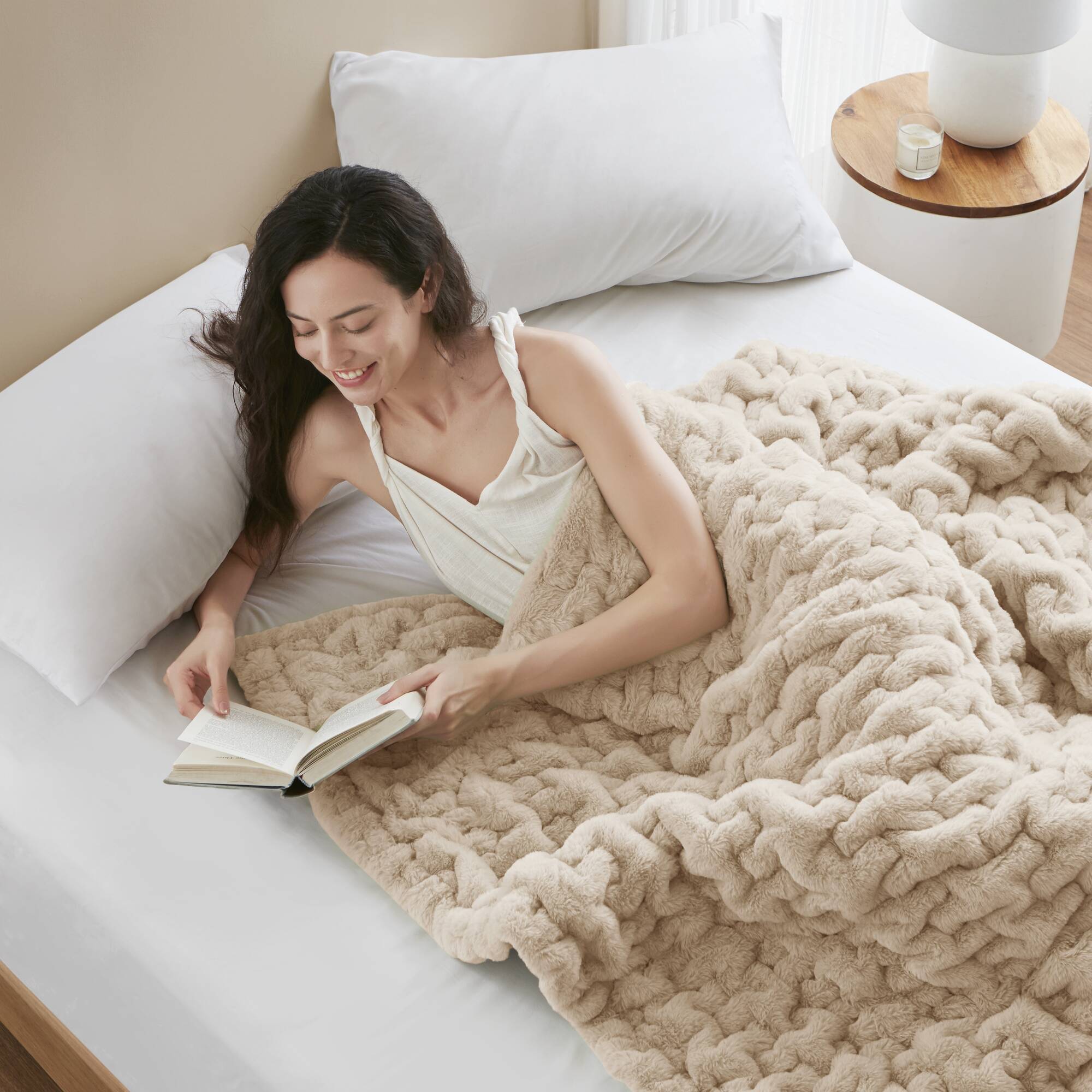 Ruched Fur Throw