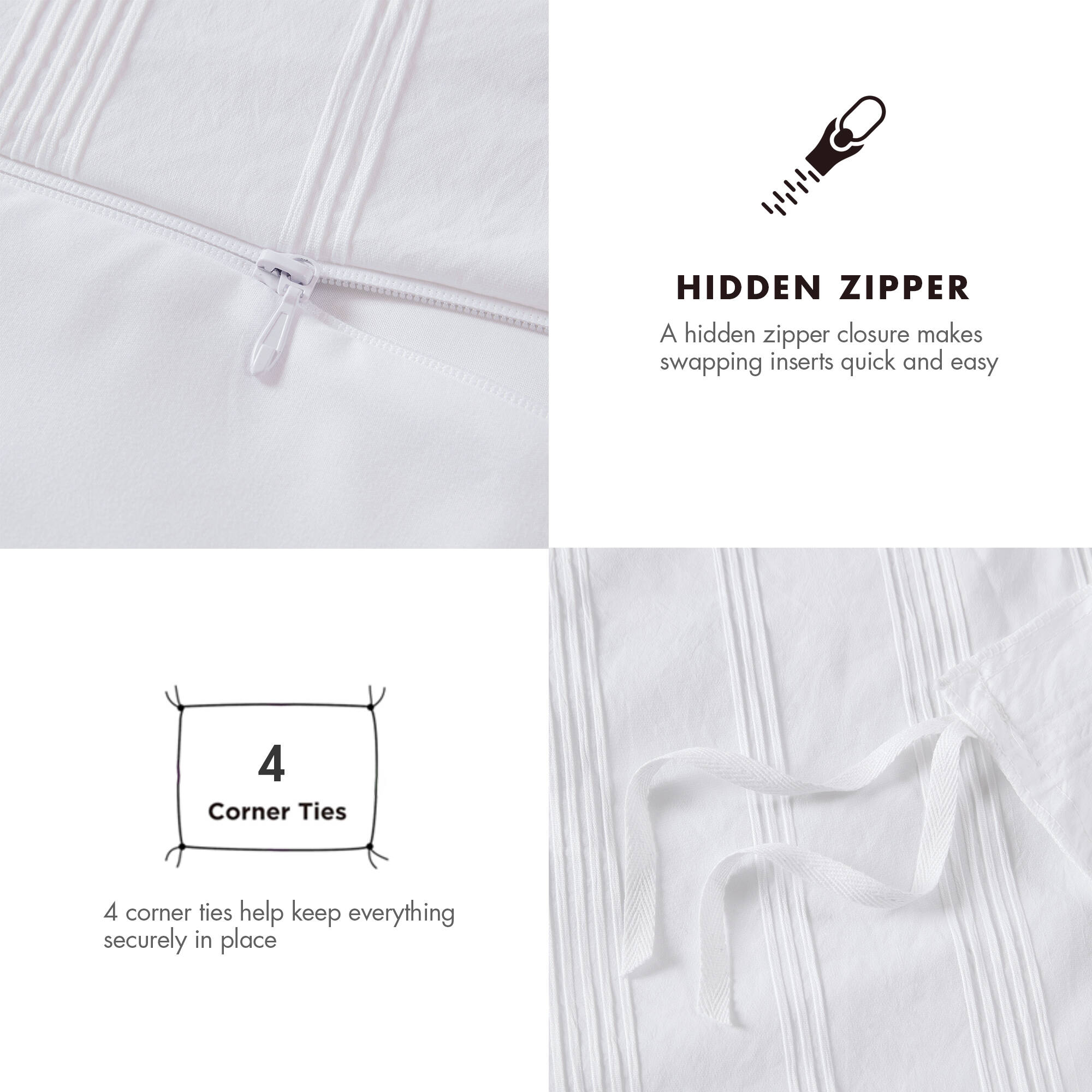 Logan Striped Reversible Pintuck Pleated Duvet Set