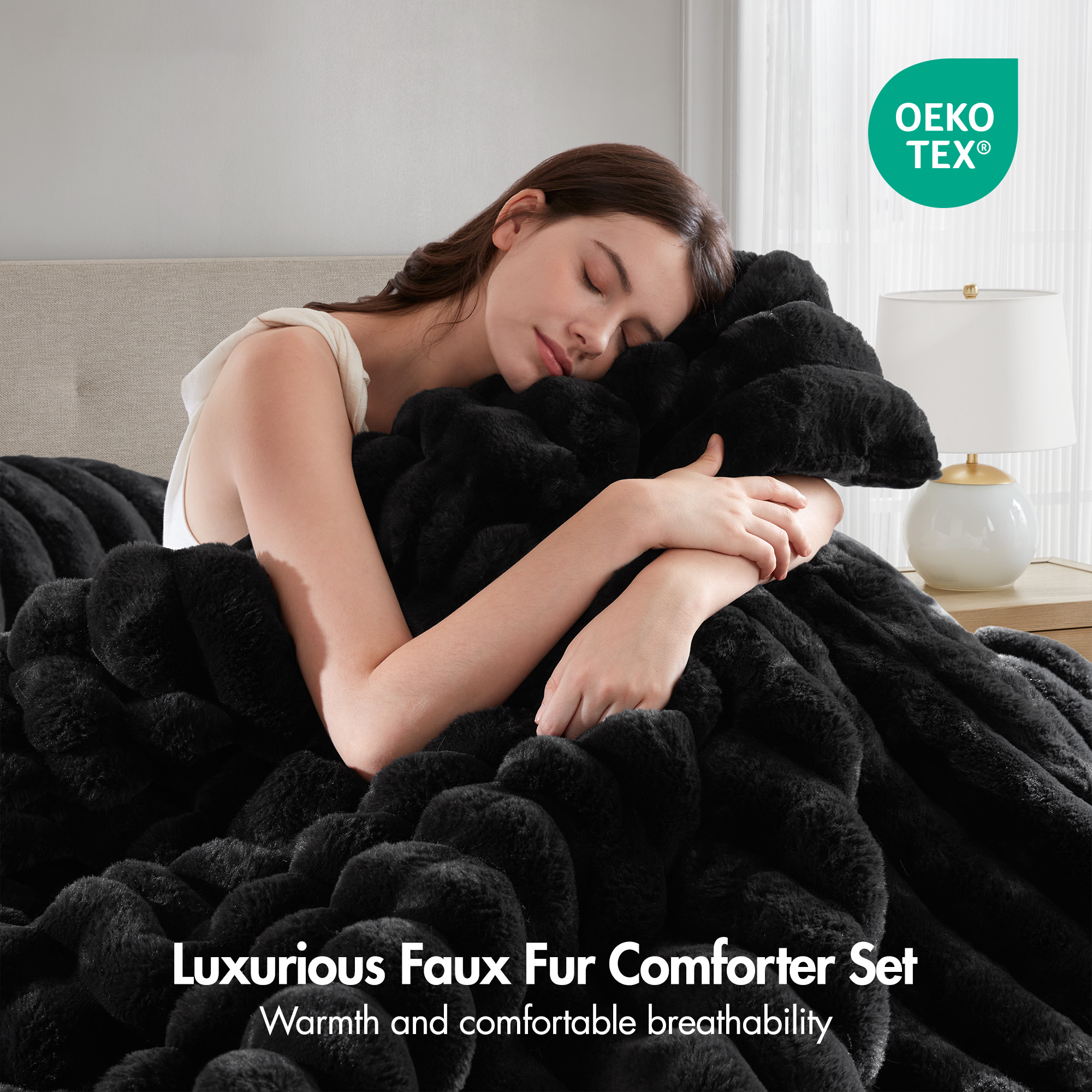 Jasmine 3 Piece Faux Fur Comforter Set