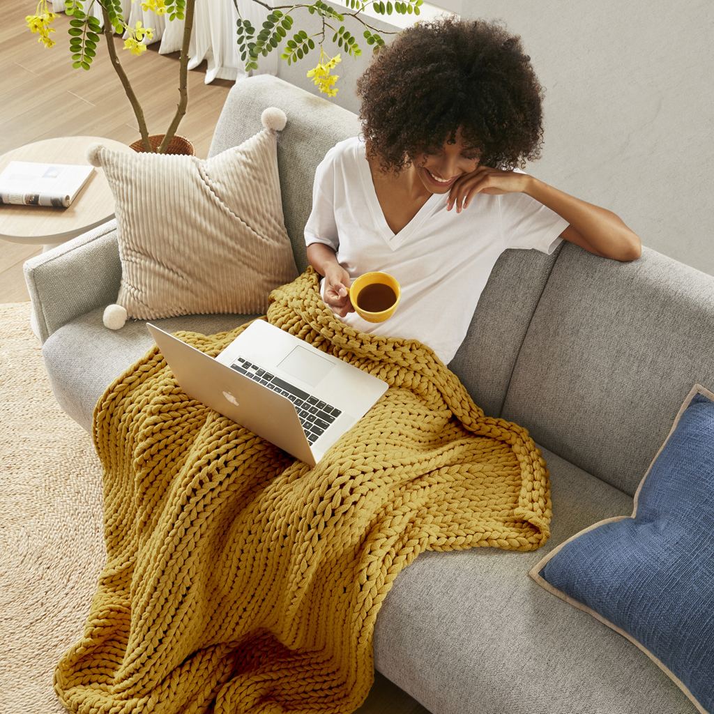 Chunky Double Knit Handmade Throw Blanket