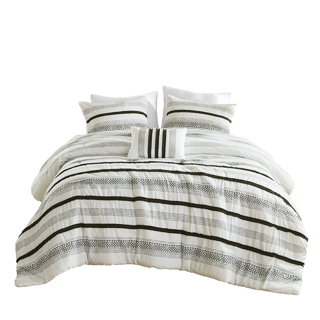 Carolina 7 Piece Stripe Comforter and Quilt Set