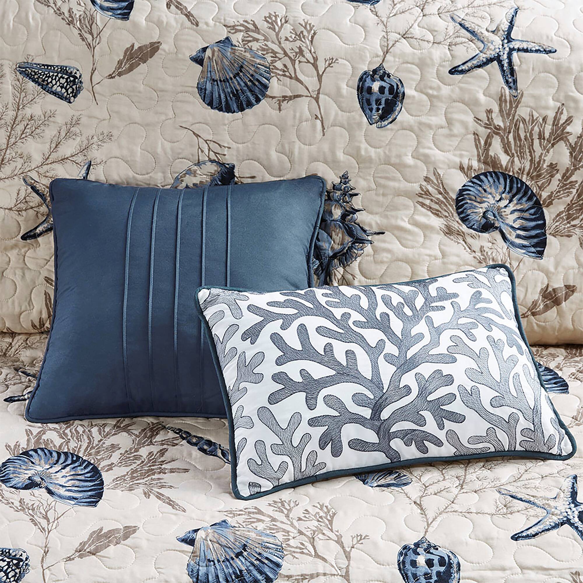Bayside Brushed Microfiber Quilt Set with Throw Pillows