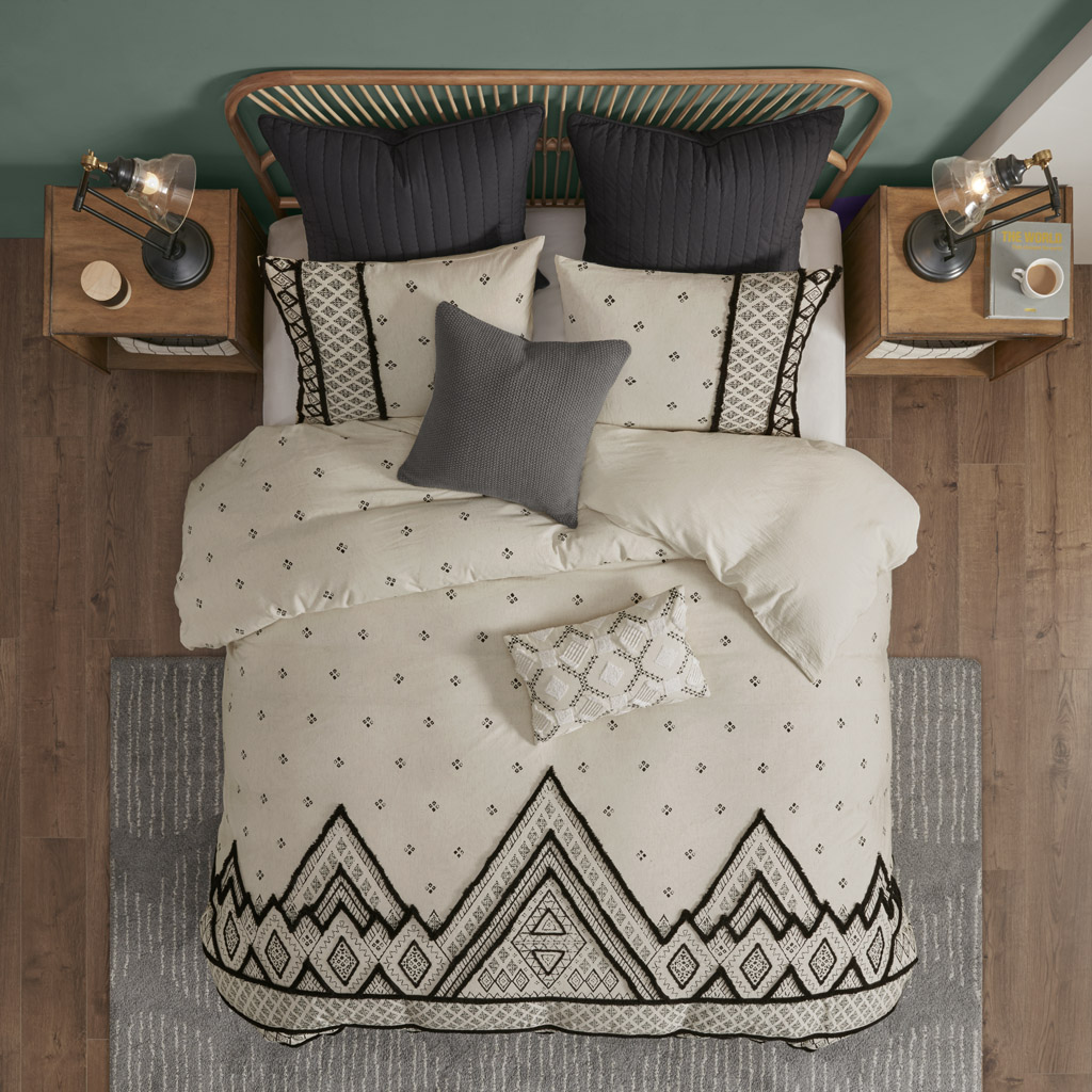 Marta 3 Piece Flax and Cotton Blended Duvet Cover Set