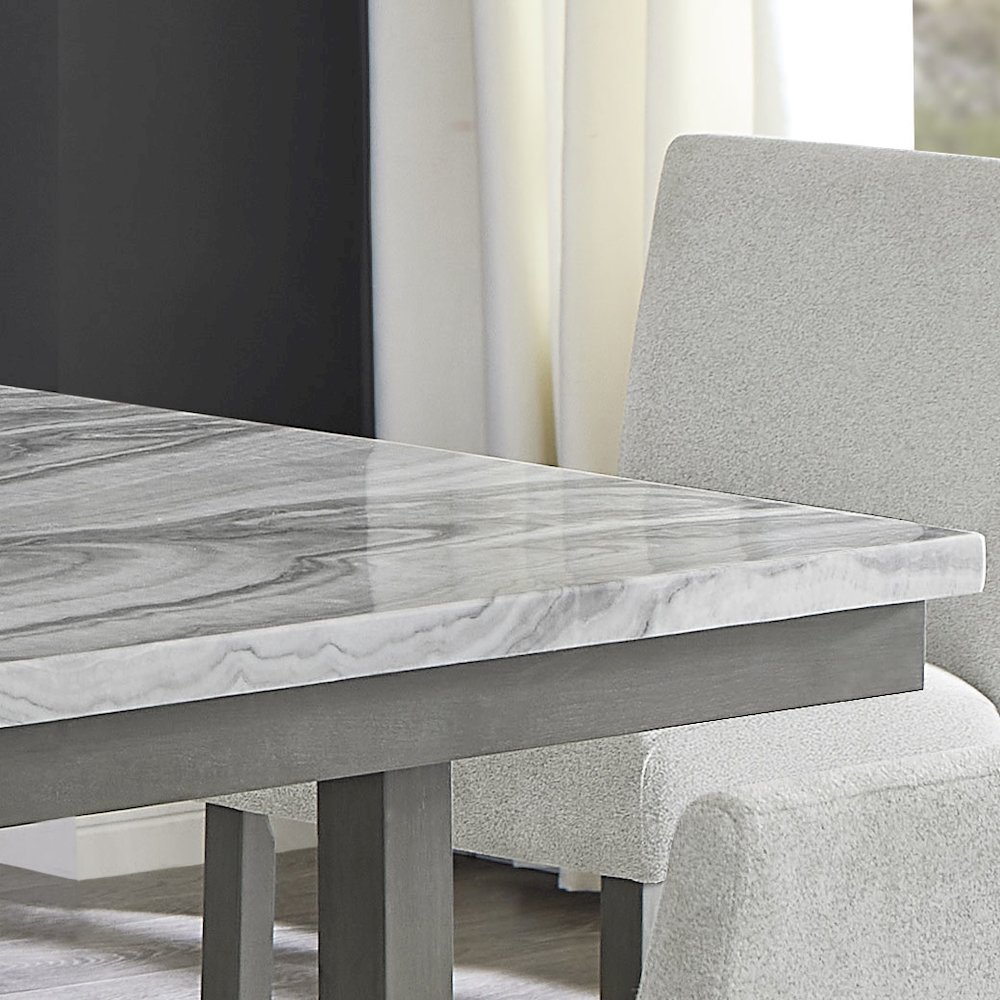 Selena 7-Piece 60″ Gray Faux Marble Counter Height Dining Set