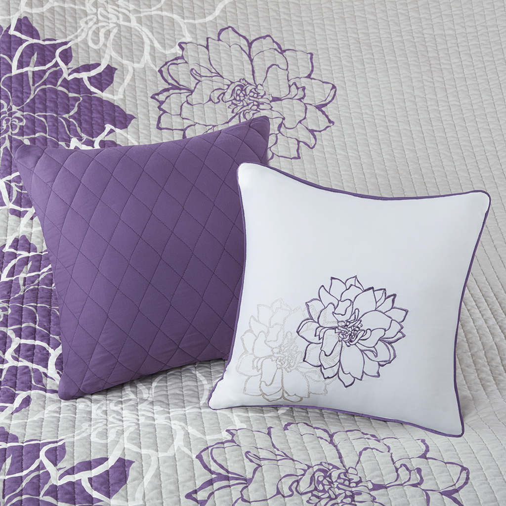 Lola 6 Piece Printed Cotton Quilt Set with Throw Pillows