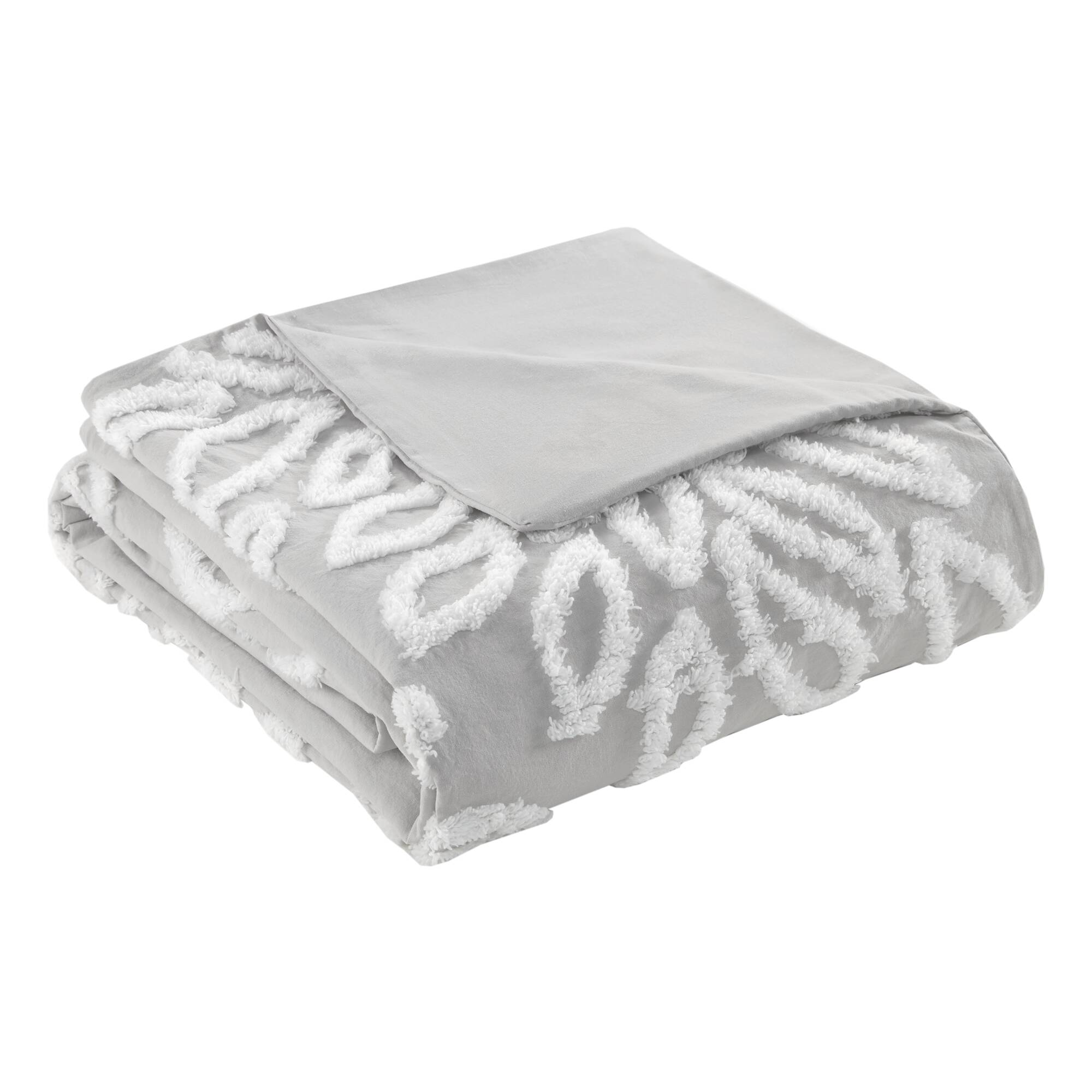 Veronica 3 Piece Tufted Cotton Chenille Floral Duvet Cover Set