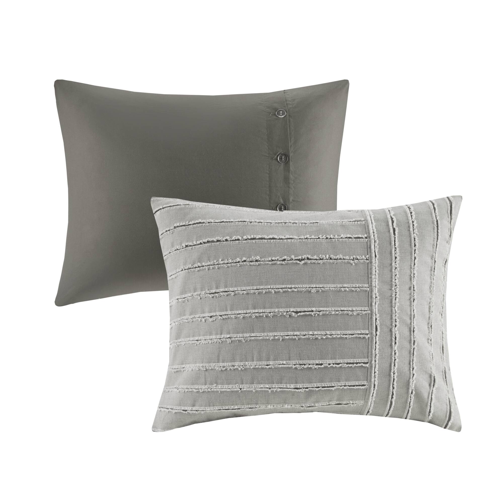 Essence Oversized Cotton Clipped Jacquard Comforter Set with Euro Shams and Throw Pillows