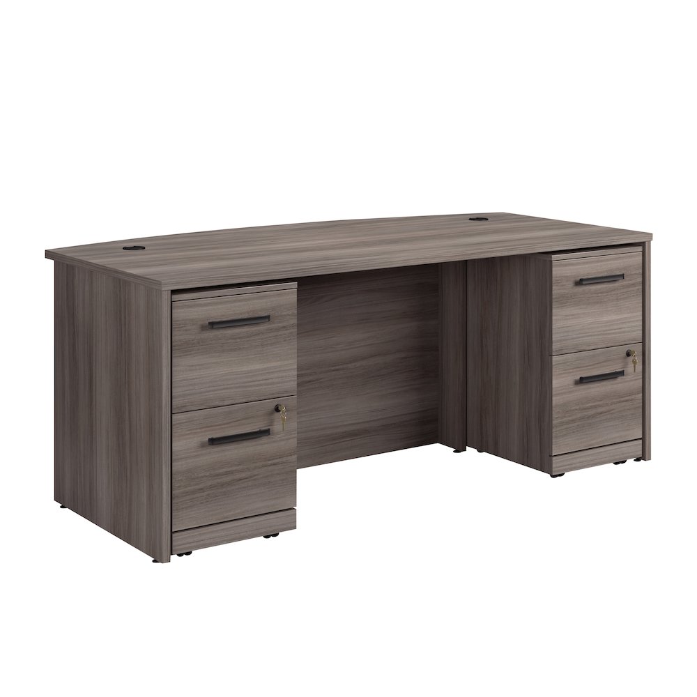 Affirm 72″ Bow Desk 2 Drawer Pedestal Ste