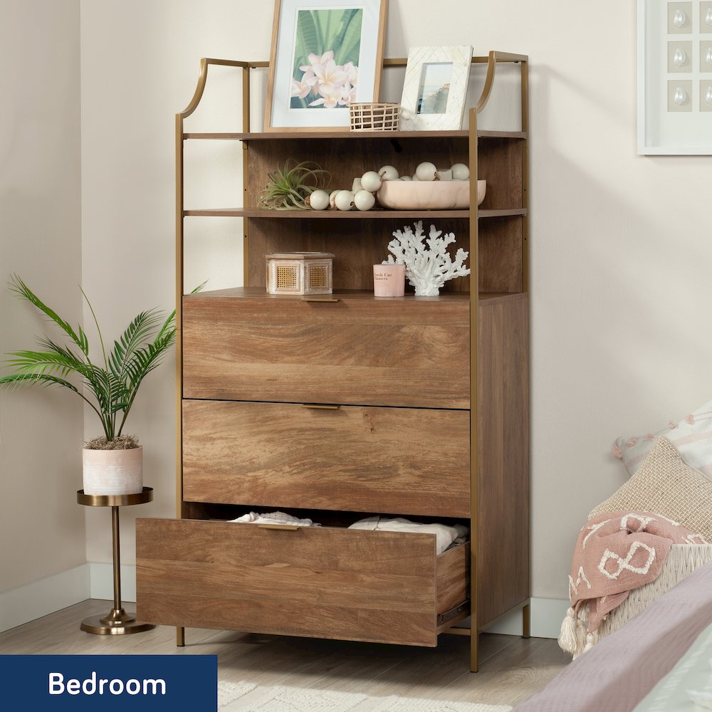 Bedroom 3- Drawer Dresser with Shelves