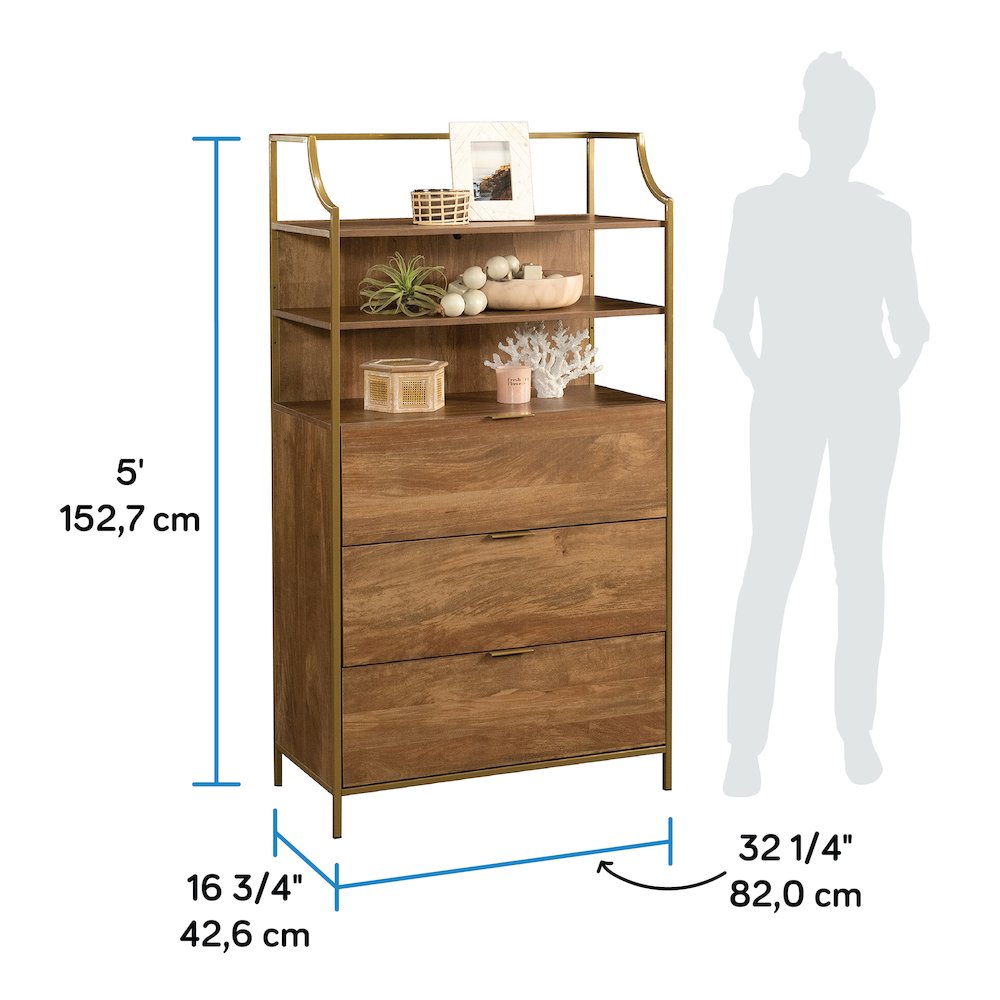 Bedroom 3- Drawer Dresser with Shelves
