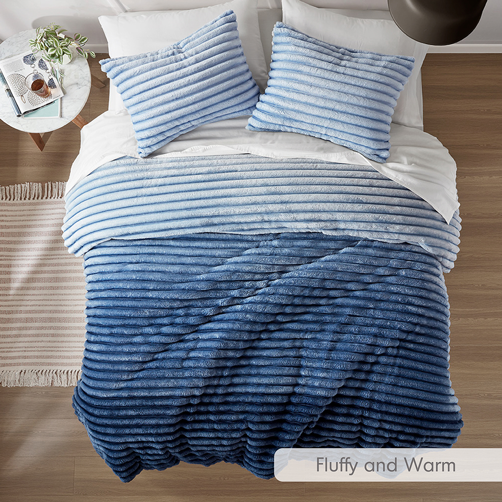 Avril Fluffy Ribbed Plush Comforter Set