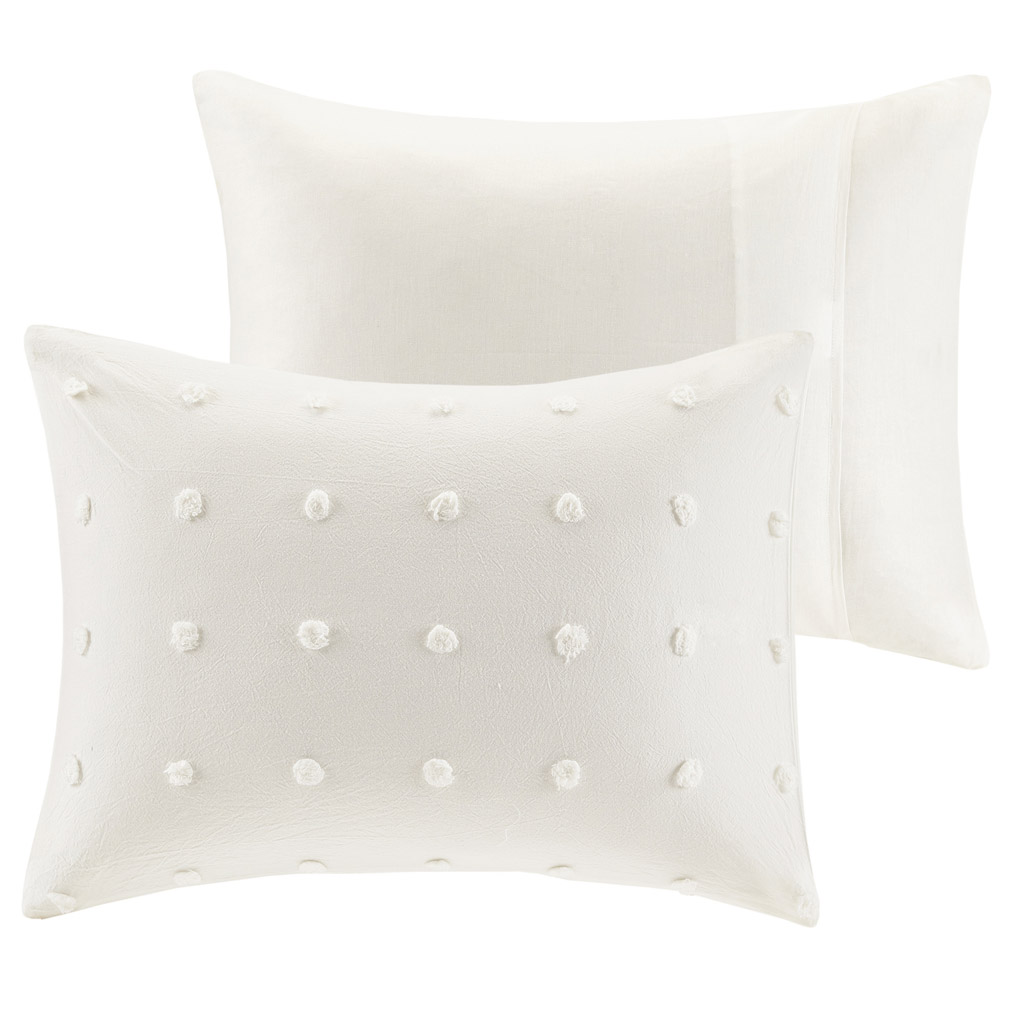 Brooklyn Cotton Jacquard Duvet Cover Set with Euro Shams and Throw Pillows