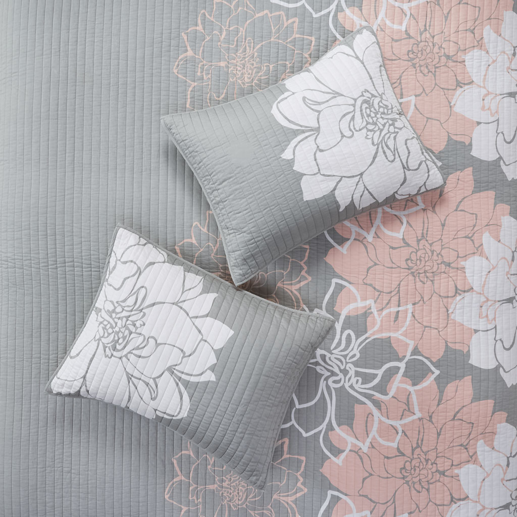 Lola 6 Piece Printed Cotton Quilt Set with Throw Pillows