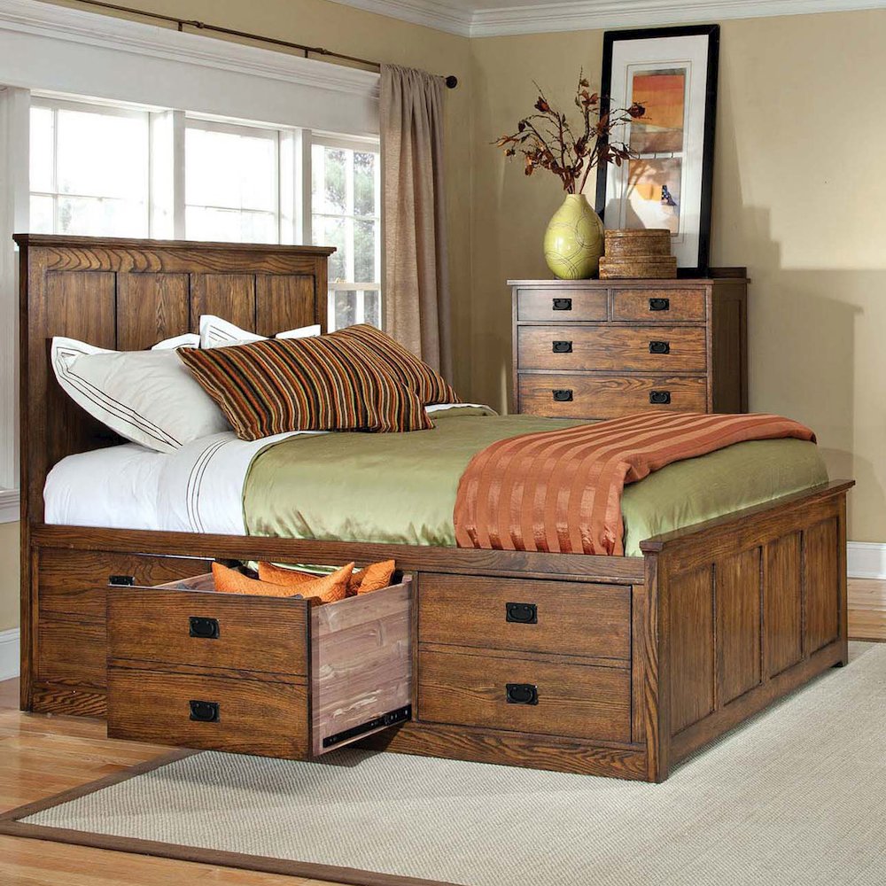 Cal King 6 Drawer Storage Rail in Mission
