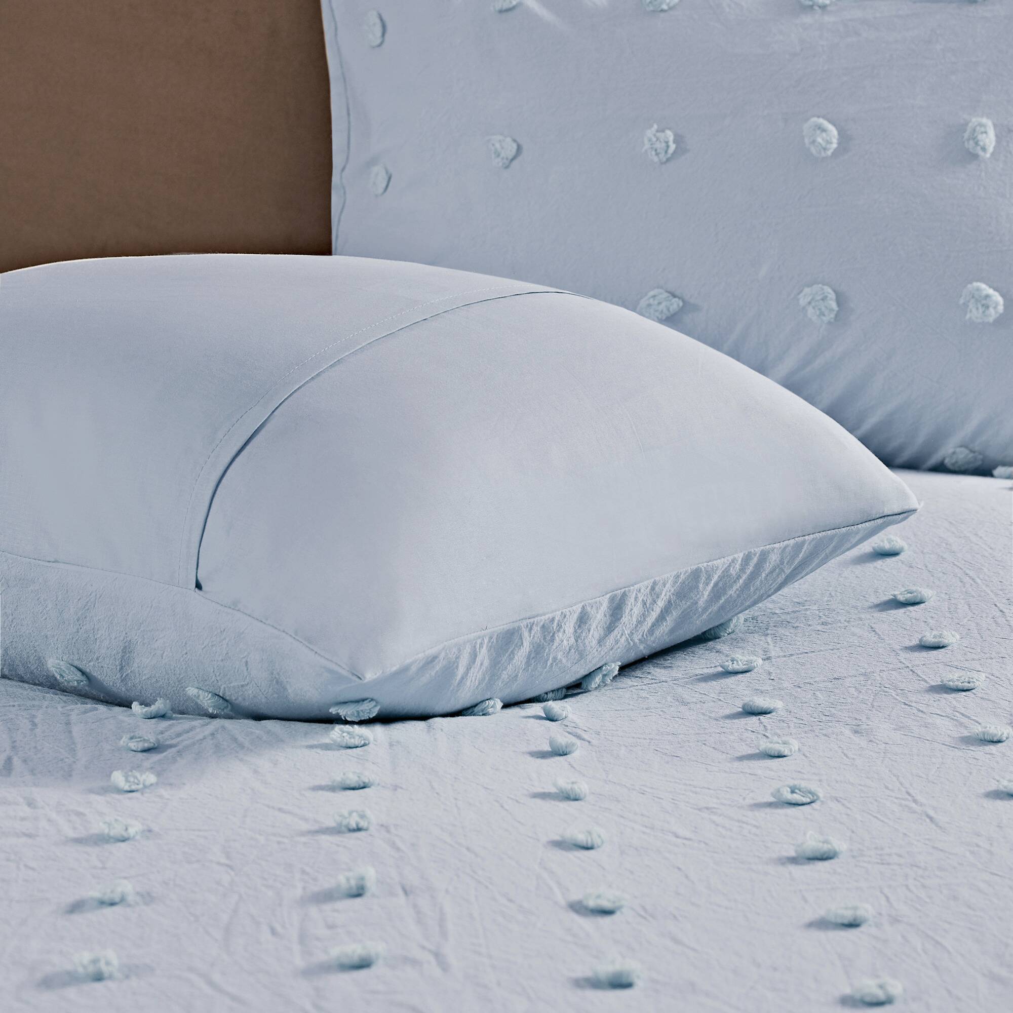Brooklyn Cotton Jacquard Duvet Cover Set with Euro Shams and Throw Pillows
