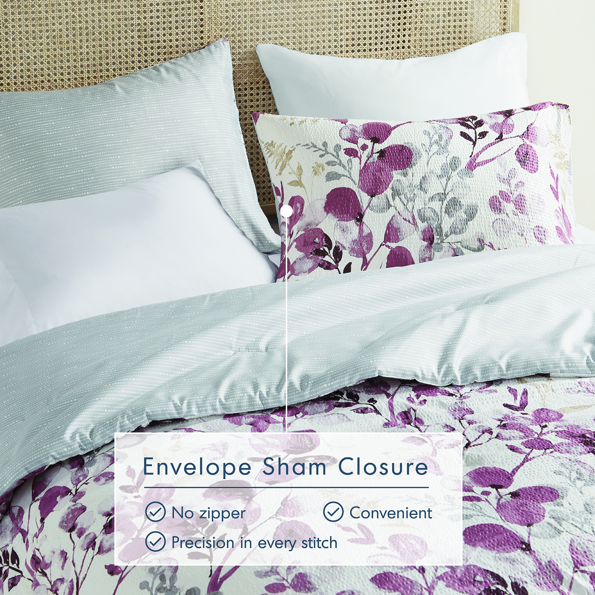 Gabby Reversible Floral Botanical Seersucker Comforter Set