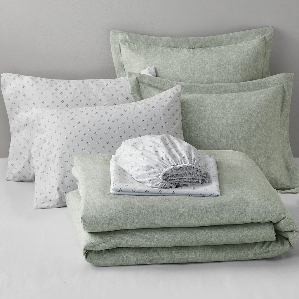 Camden Chambray Print Solid Comforter Set