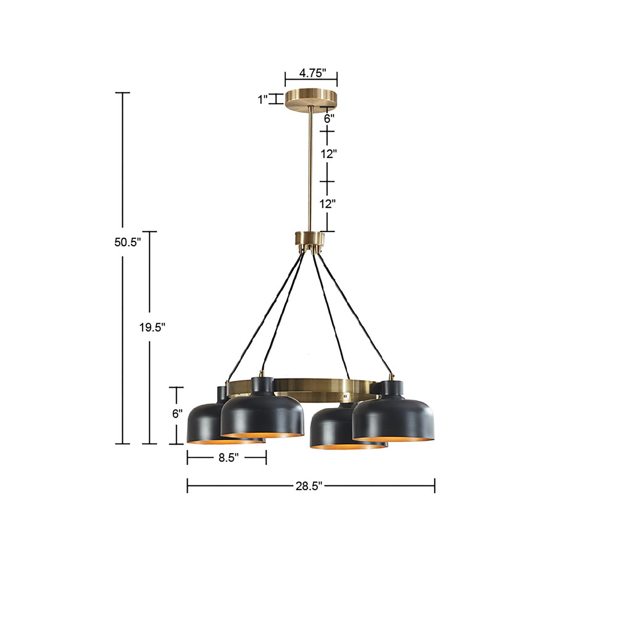 Abbott 4-Light Metal Shade Chandelier