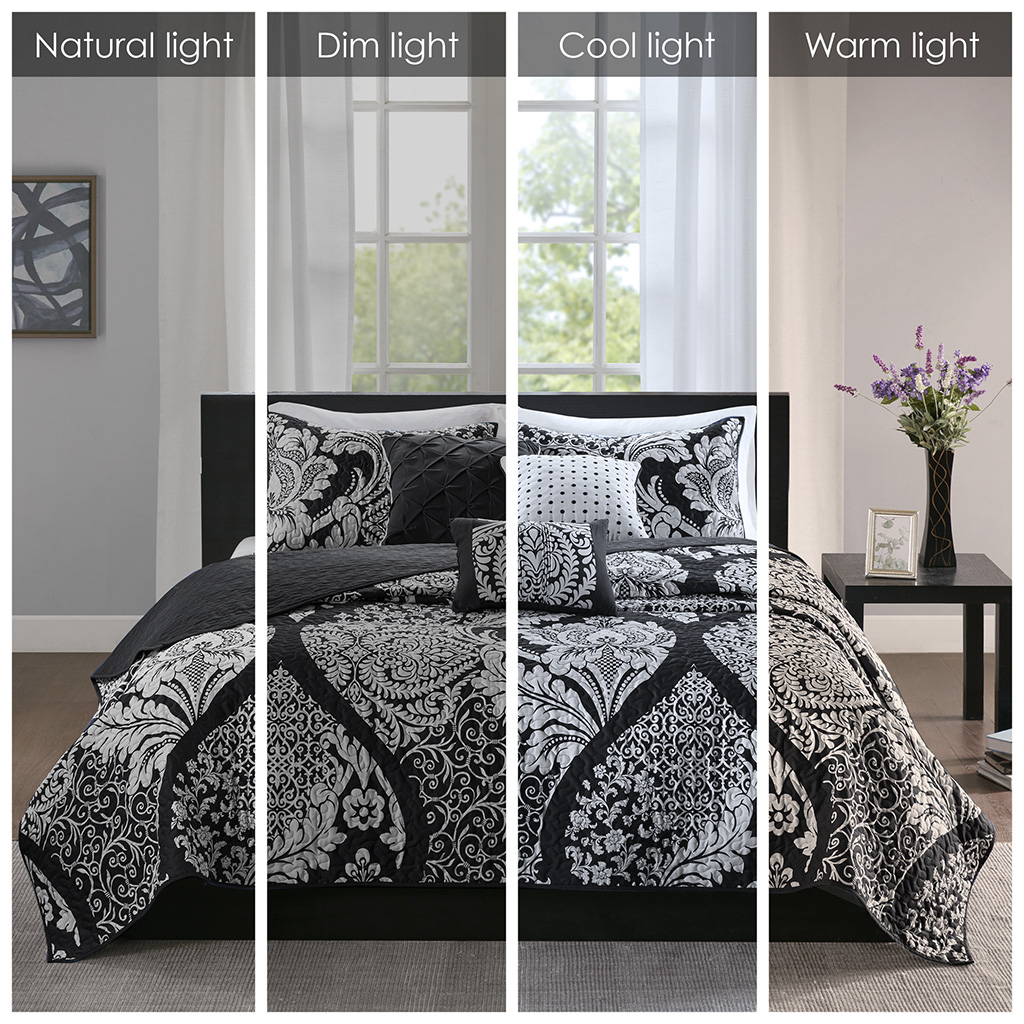 Vienna 6 Piece Printed Cotton Quilt Set with Throw Pillows