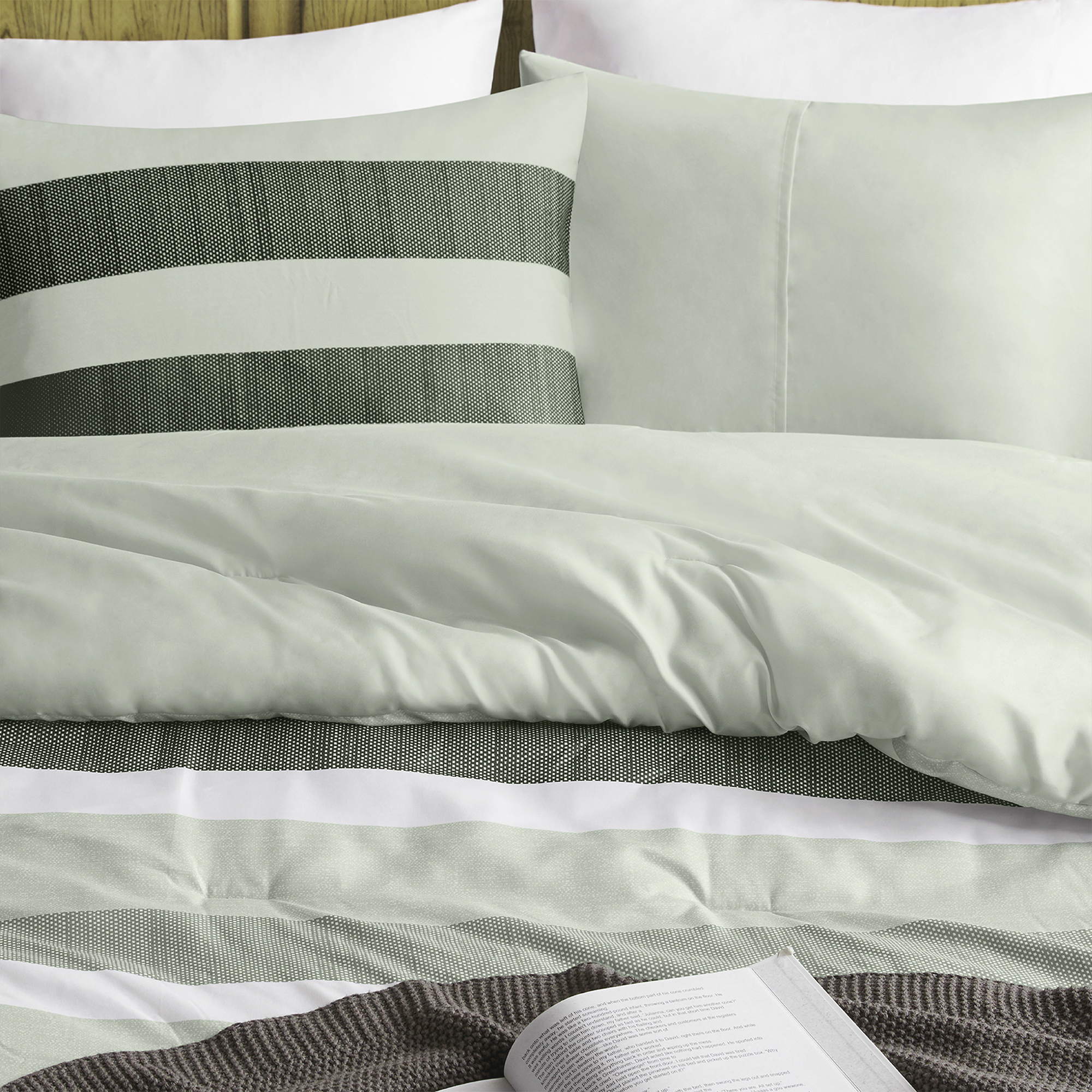 Blais Stripe Textured Print Comforter Set