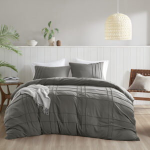 Walker Soft Washed Pleated Duvet Cover Set from Comfort Spaces in  Grey. Walker Soft Washed Pleated Duvet Cover Set from Comfort Spaces in  Grey. Walker Soft Washed Pleated Duvet Cover Set from Comfort Spaces in  Grey. Walker Soft Washed Pleated Duvet Cover Set from Comfort Spaces in  Grey. Walker Soft Washed Pleated Duvet Cover Set from Comfort Spaces in  Grey.