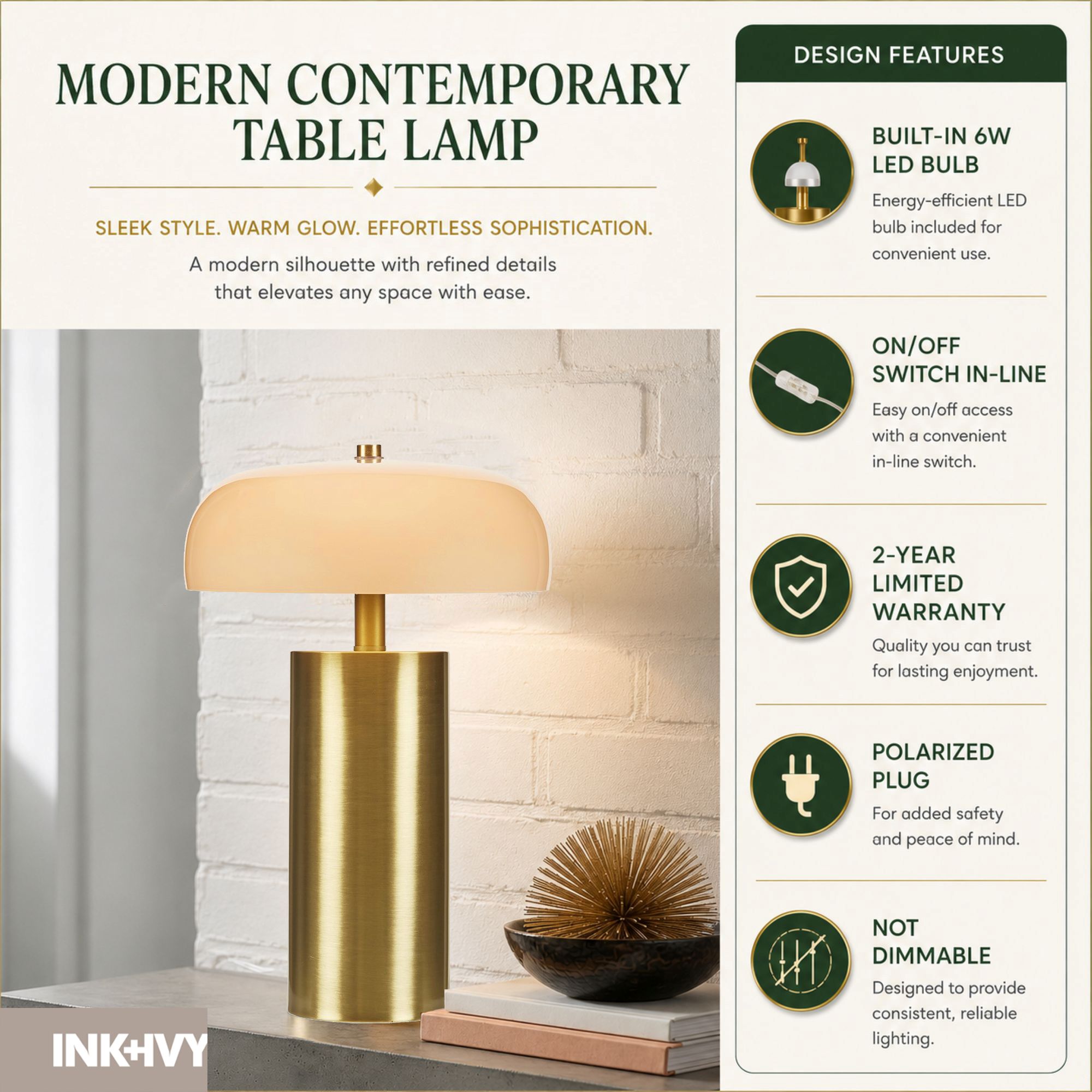 Nilo Table Lamp with Opaque Glass Shade
