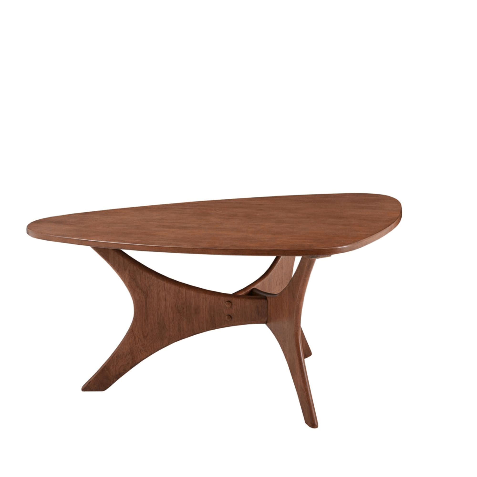 Blaze Organic Triangular Wood Coffee Table with Sculptural Base