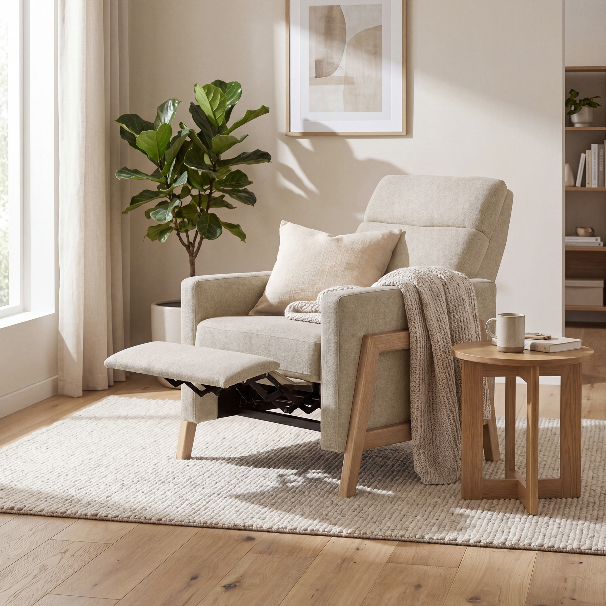 Luna Recliner With Wood Frame