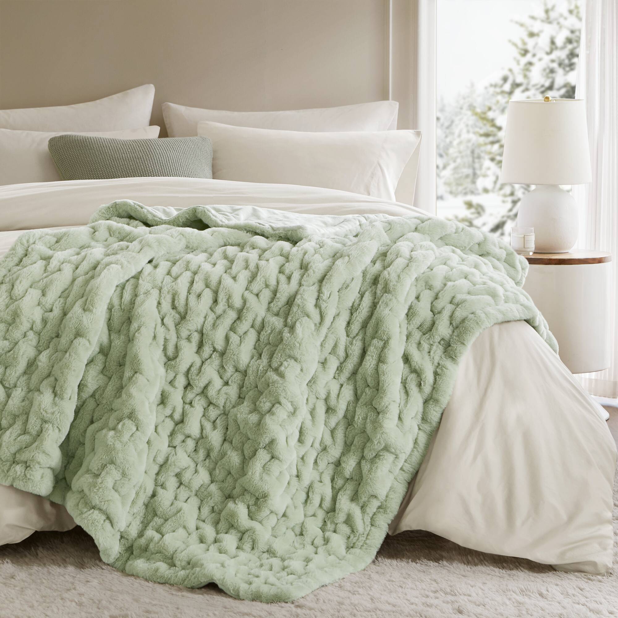 Ruched Fur Throw