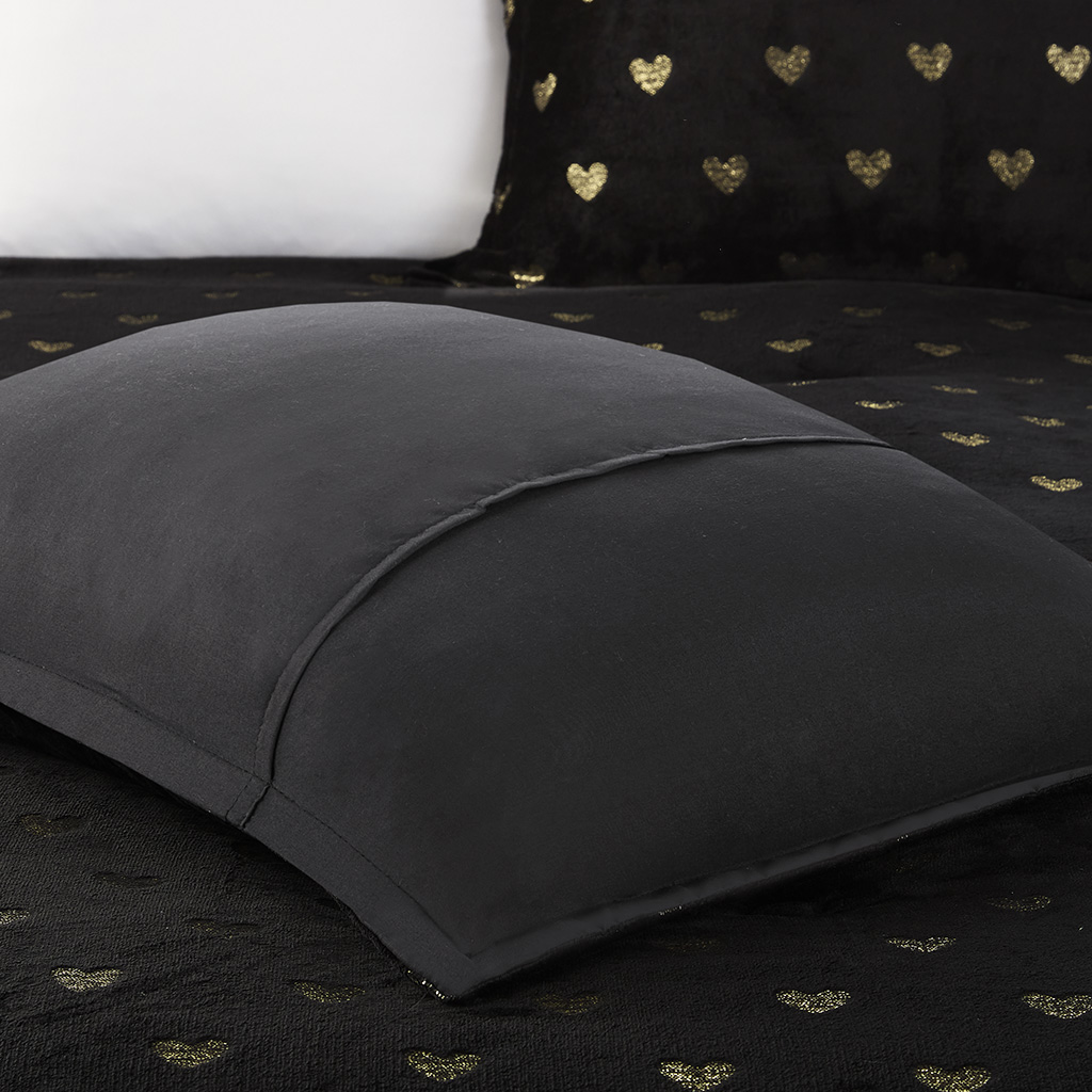 Rosalie Metallic Printed Plush Comforter Set with Throw Pillow