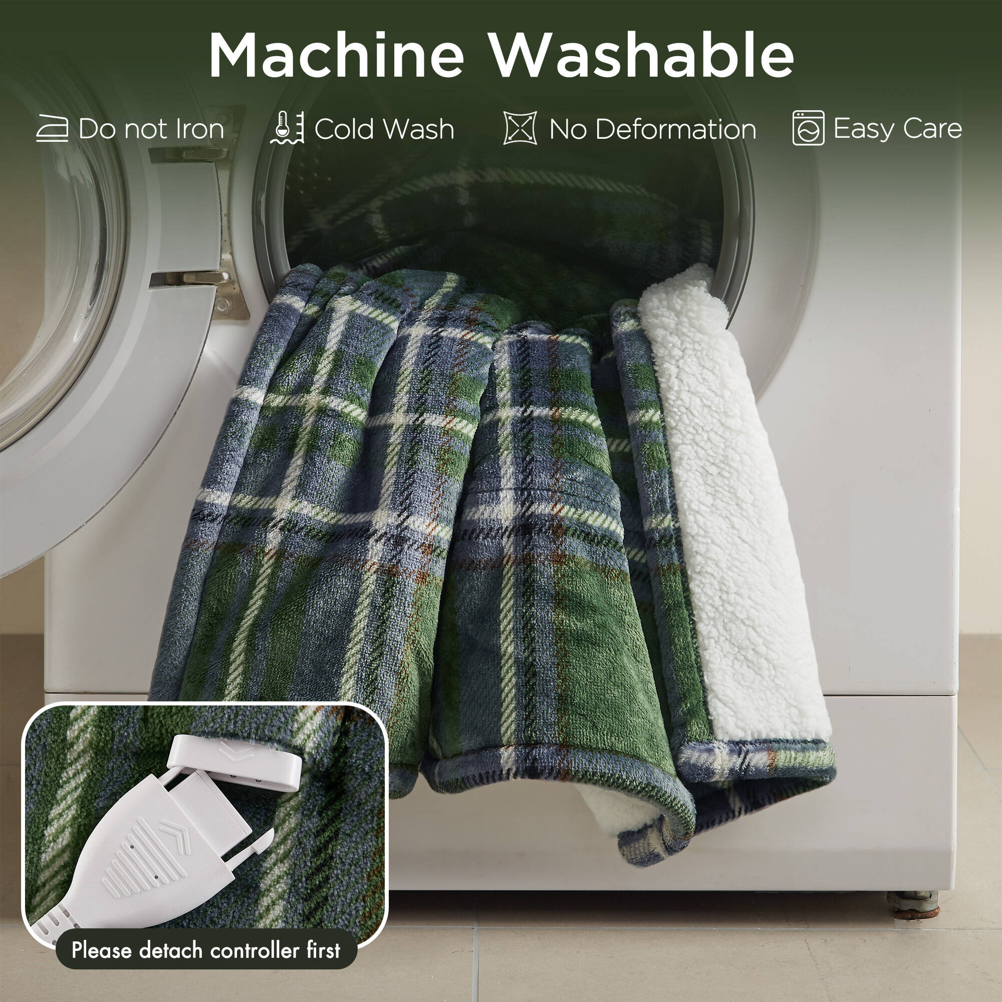 Print Plush to Sherpa Heated Throw