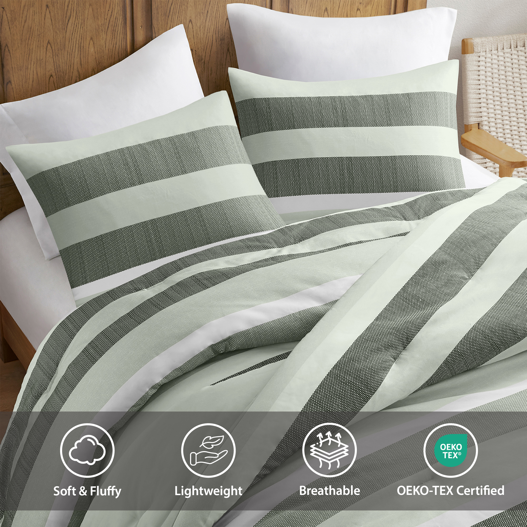 Blais Stripe Textured Print Comforter Set