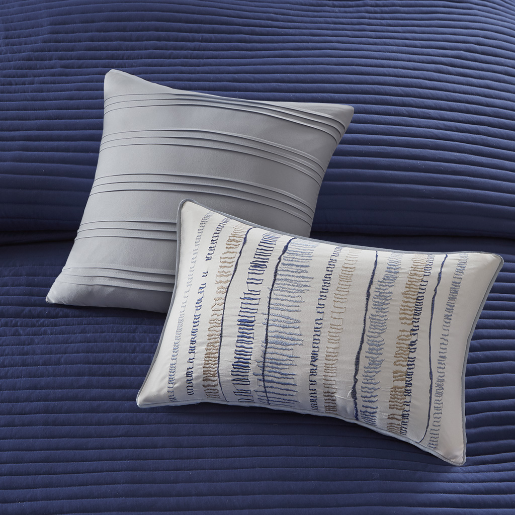 Marina 8 Piece Printed Seersucker Comforter and Quilt Set Collection