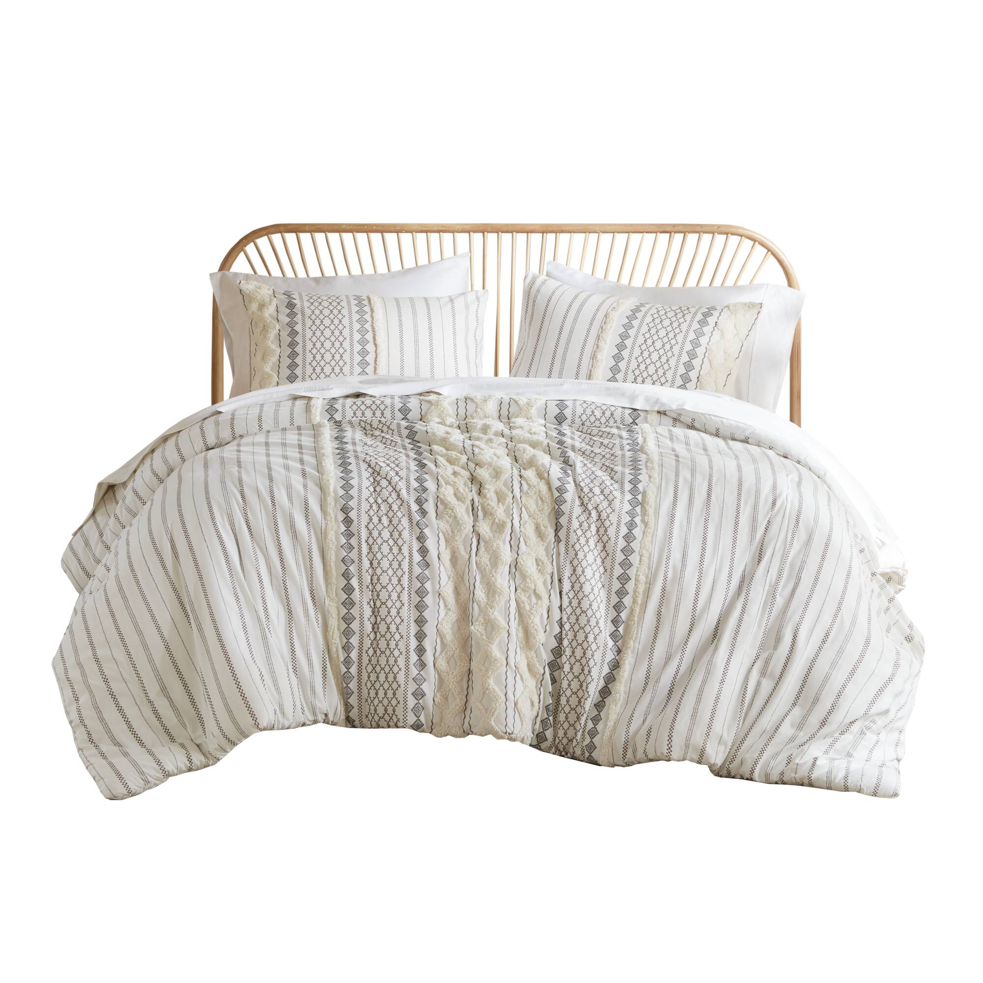 Imani Cotton Printed Duvet Cover Set with Chenille
