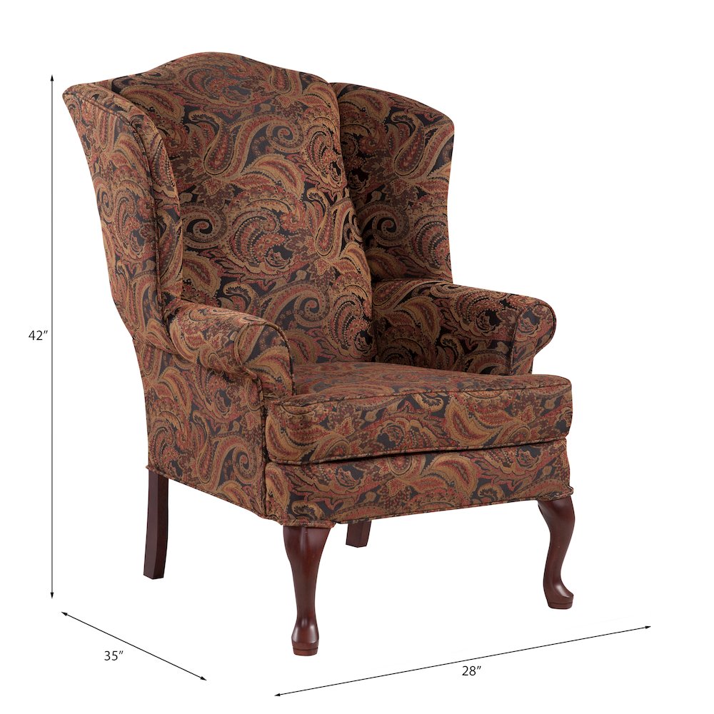 Paisley Cranberry Wing Back Chair