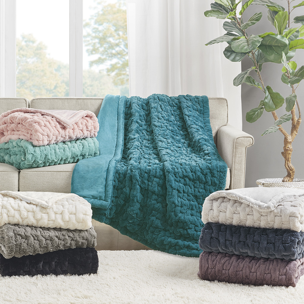 Ruched Fur Throw