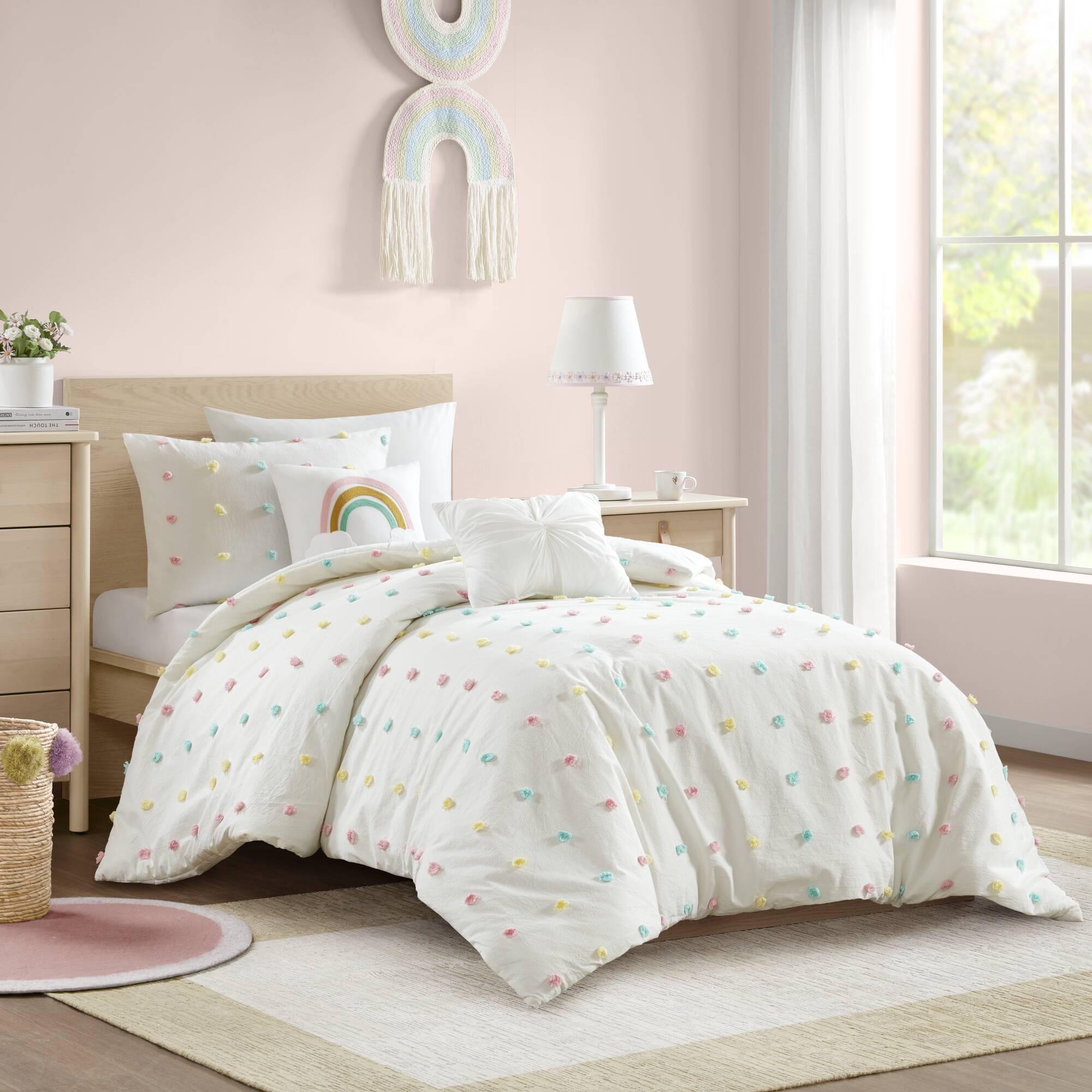 Callie Cotton Jacquard Pom Pom Comforter Set