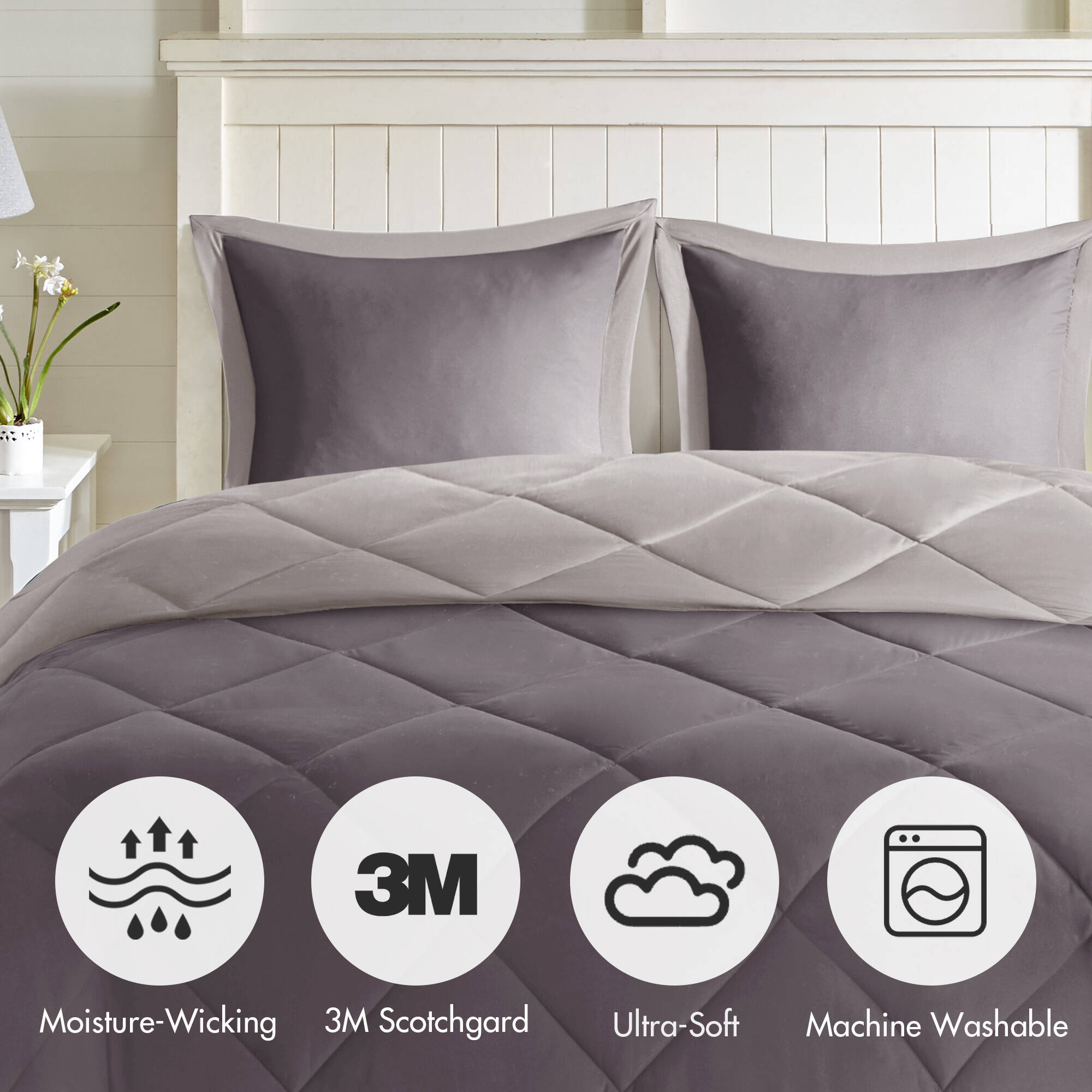 Larkspur 3M Scotchgard Reversible Down Alt Comforter Set